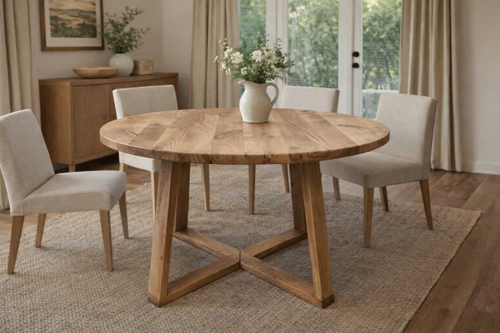 Stół Dębowy Okrągły LOFT - 100% Lite Drewno Różne Wymiary Rozkładany