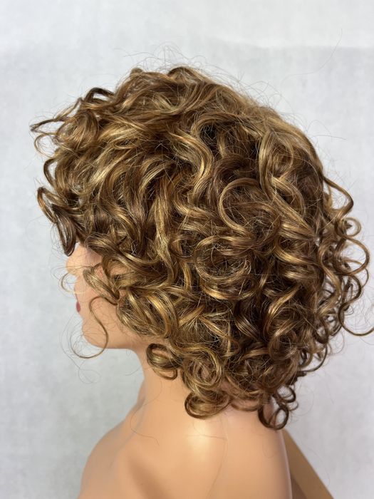 Rozjasniane loki brąz peruka włosy naturalne