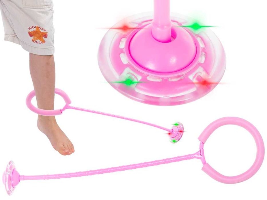 Hula hop na nogę skakanka skipper piłka świecąca migająca LED różowa