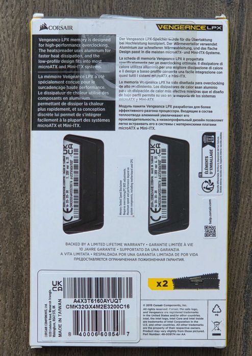 Оперативна пам'ять DDR4 Corsair Vengeance LPX 32 GB (2х16 gb) НОВА