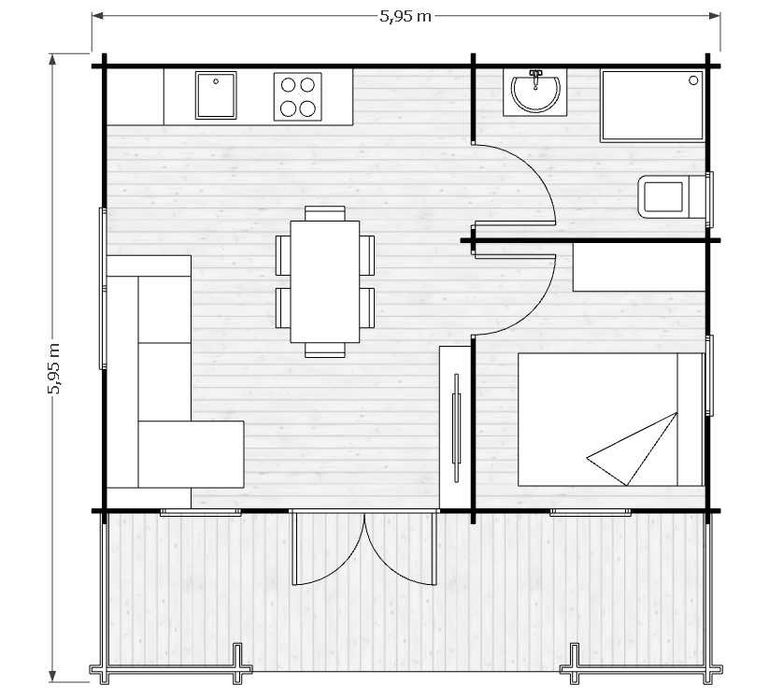 Casa de Jardim com Alpendre de 35m2 - Modelo MONVISO