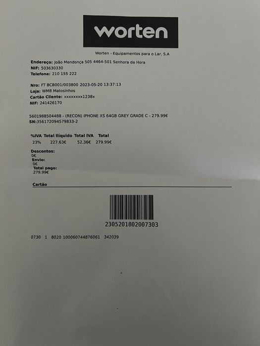 iPhone XS 64 GB with 2-year warranty64564064210433121