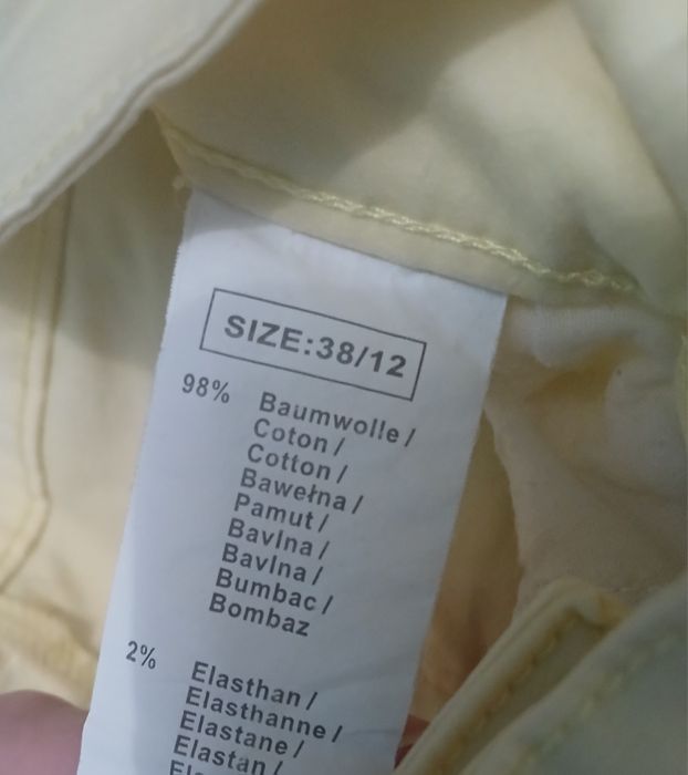 Spodnie damskie bawełniane żółte rozm.38