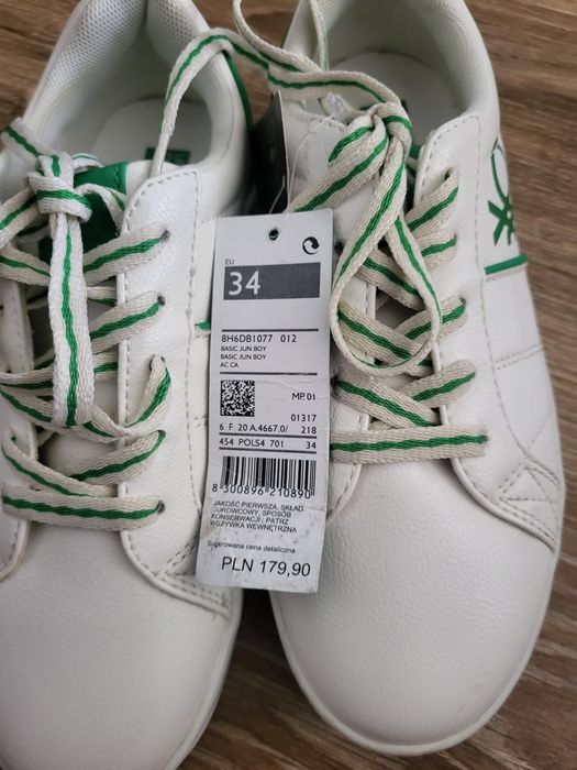 Nowe z metką Trampki Benetton 34
Trampki Benetton 
Rozmiar 34 
Wkładka