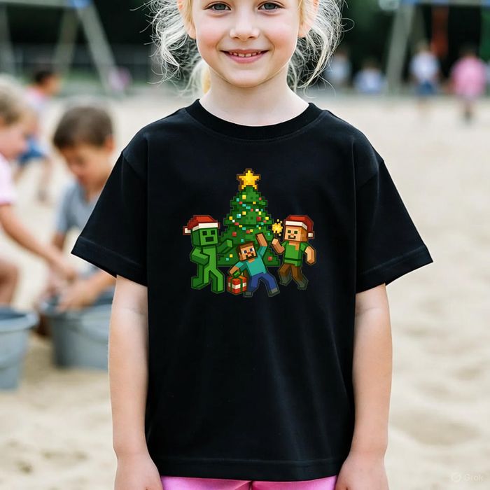 Koszulka dziecięca czarna creeper w minecraft prezent święta 128