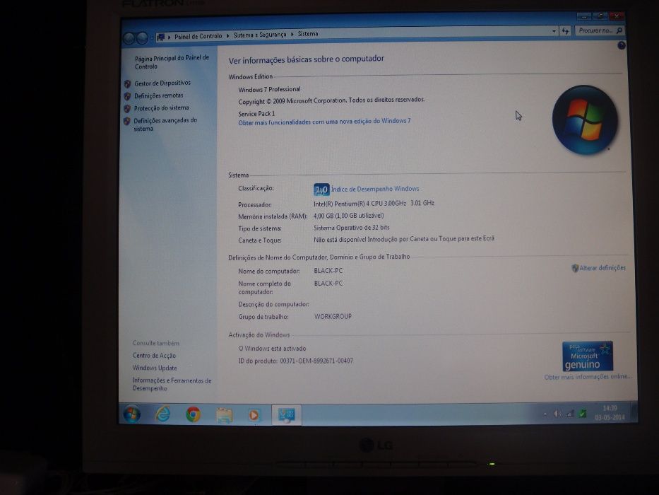 Monitor LG para peças