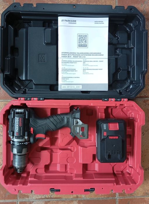 Aparafusadora Parkside Performance 20V 60Nm com bateria Smart 4Ah