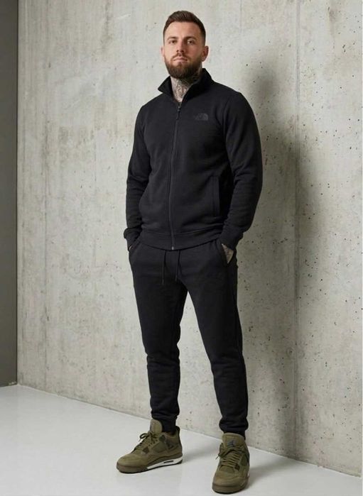 Спортивний чоловічий  костюм без капюшону (штани + кофта зіп)