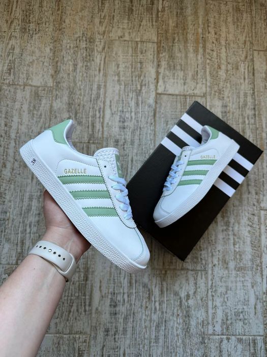 36,38,41 Кросівки Жіночі Adidas Gazelle White Green / Женские Кроссовки