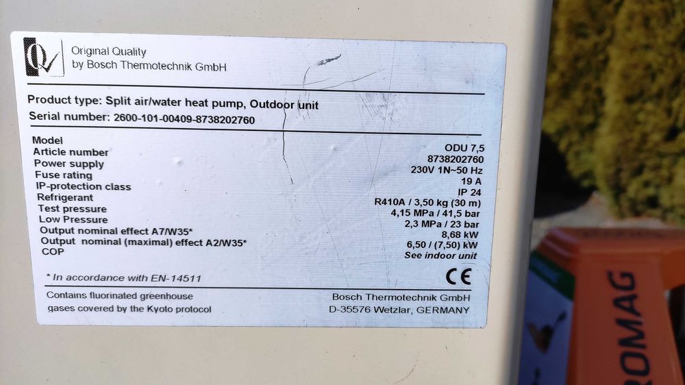 Pompa ciepła 8 kW powietrze woda JUNKERS BOSCH SPLIT