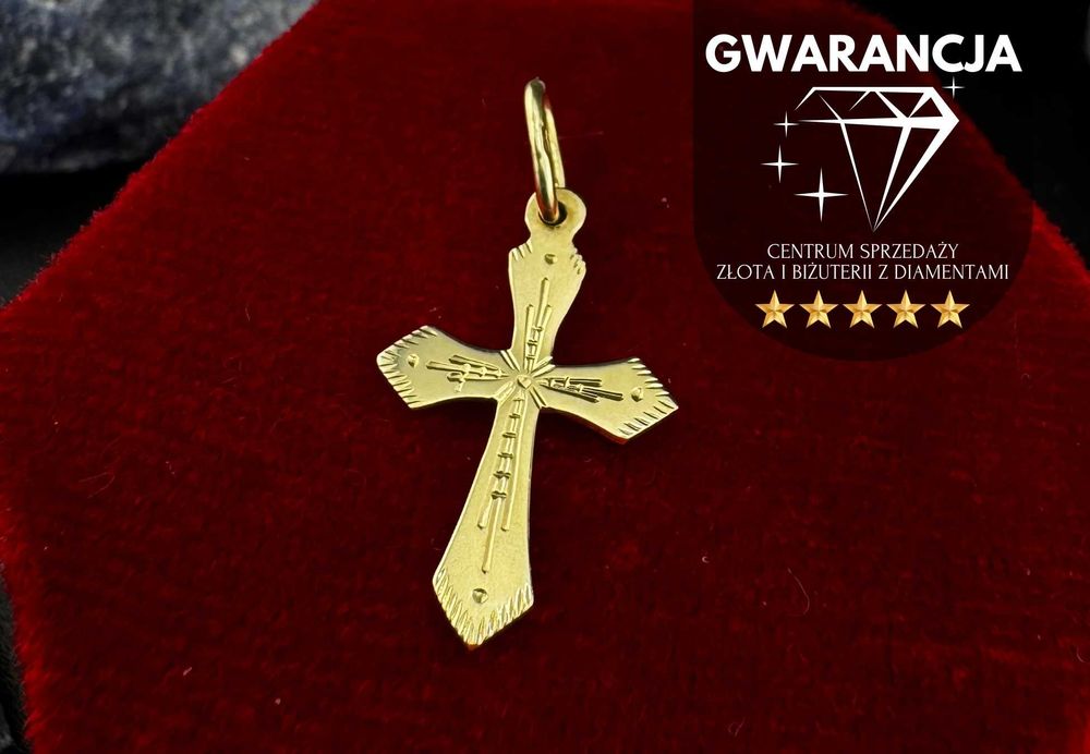 Złota Zawieszka wisiorek Krzyż krzyżyk próby 585 waga 0.56g JAK NOWY!
