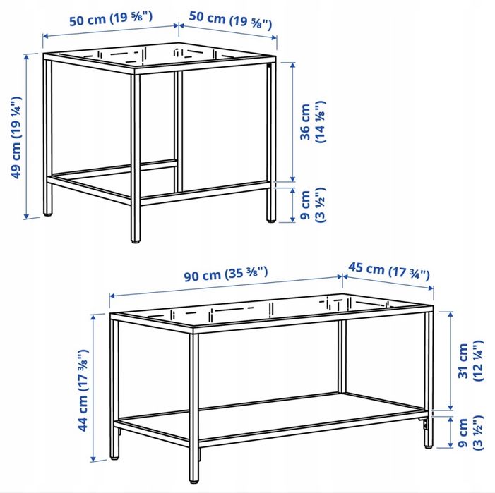 Stolik kawowy, ława  IKEA VITTSJÖ 2 szt. 90x50 cm