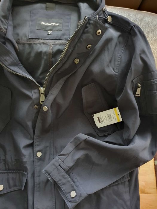 Kurtka męska, nowa, lekka parka Bugatchi z USA, granatowa, rozmiar L