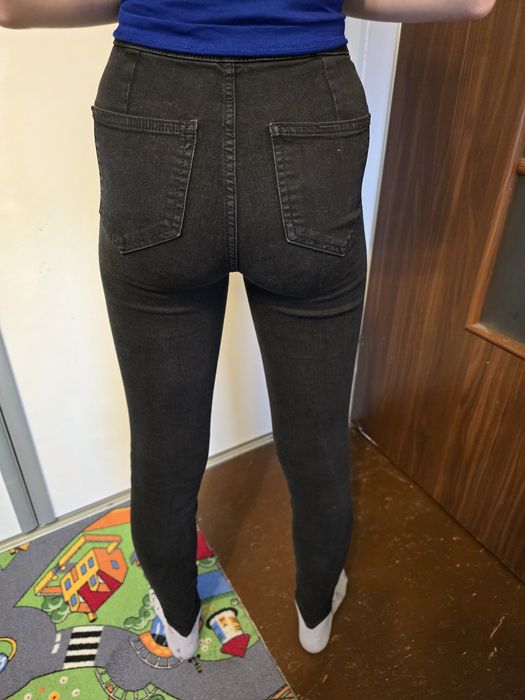 Jeansy czarne skinny high waist 34 xs