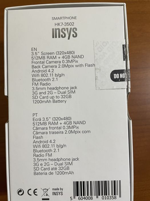 Smartphone Insys HK7 - 3502