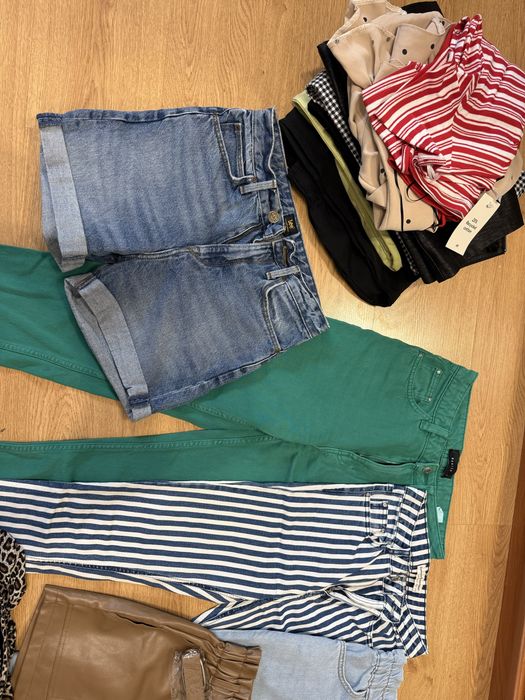 paczka ubrań damskich 34 XS spodnie jeansy shorty spodniczki