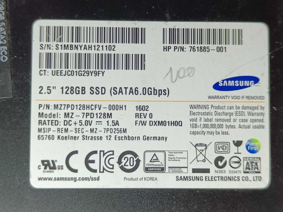 SSD диск ССД SAMSUNG 128GB 100% здоровя 7PD128M Надійний та якісний ССД!