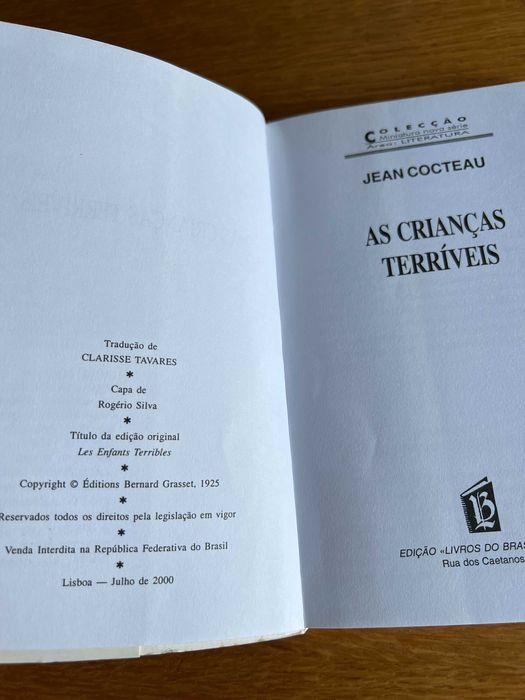 AS CRIANÇAS TERRÍVEIS    Jean Cocteau    edição de 2000