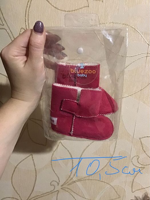 Тапочки капчики пінетки теплі угги bluezoo для немовлят рожеві