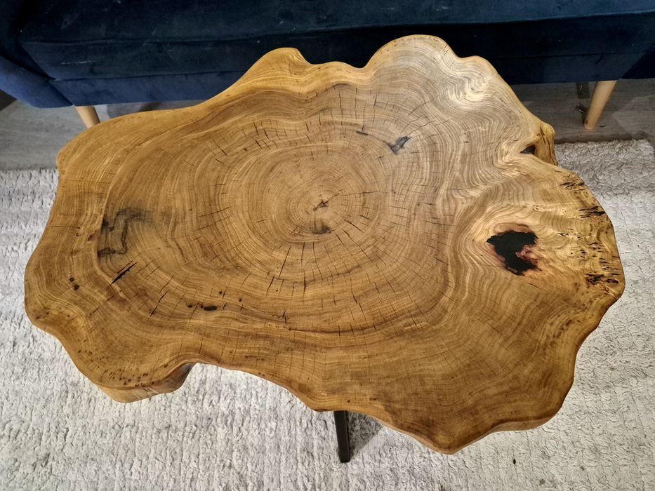 Stolik kawowy 77x63cm PIĘKNY OKAZ live edge plaster drewna