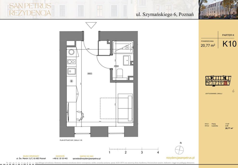 1-pokojowe mieszkanie 20m2 Bezpośrednio