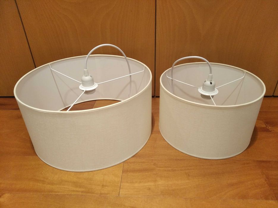 Candeeiros de teto suspensos com abajur de tecido branco / bege 30-40 cm