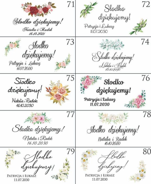 Naklejki na słoiczki 40ml miód prezenty dla gości personalizowane ślub