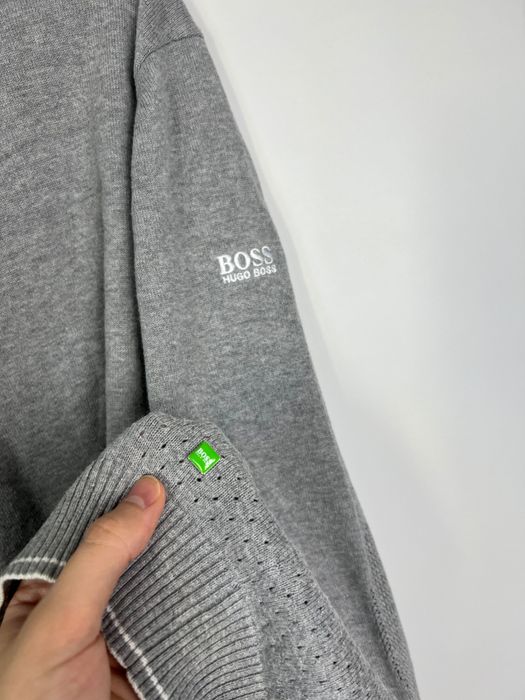 Sweter Hugo Boss logo szary męski