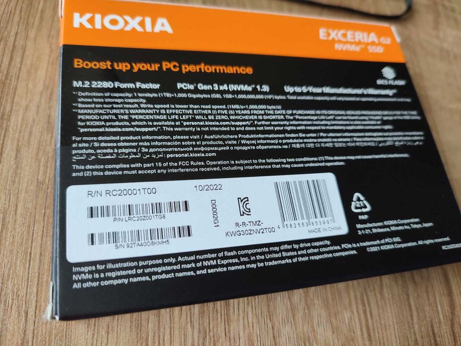 Dysk SSD 1TB Kioxia Exceria G2. NVMe PCIe. + "smycz"