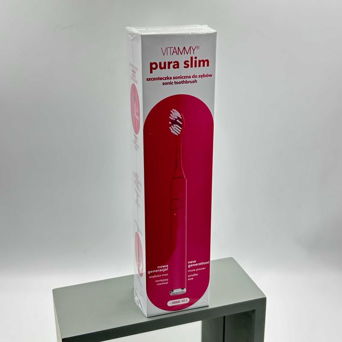 NOWA! Szczoteczka soniczna VITAMMY Pura Slim RÓŻOWA 45 dni IPX7 45G