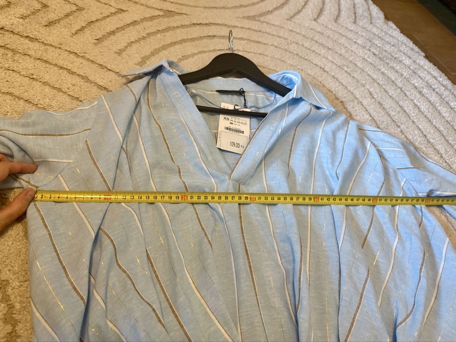 Zara oversizowa koszula z dodatkiem lnu roz. XS S