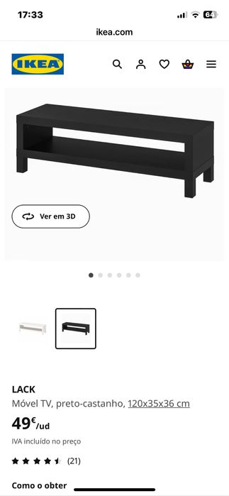 2 Móveis Sala TV, preto-castanho, 120x35x36 cm