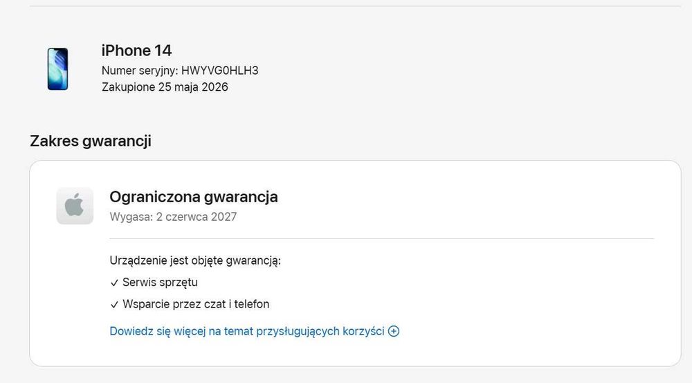 iPhone 14 - NOWY - 128 GB Bateria 100% Gwarancja do czerwca 2027