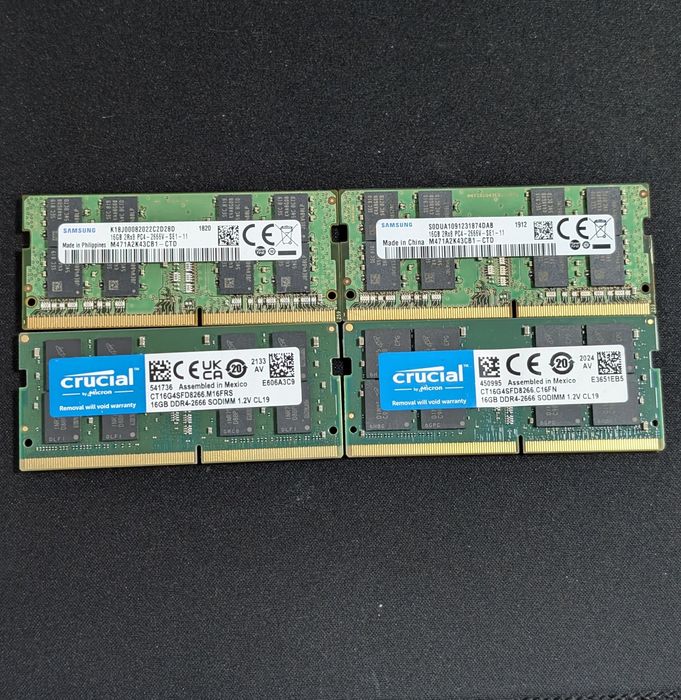 DDR4 SO-DIMM 16GB/32GB Samsung Crucial Hynix 3200/2666/2400 / 2133 Для Ноутбука