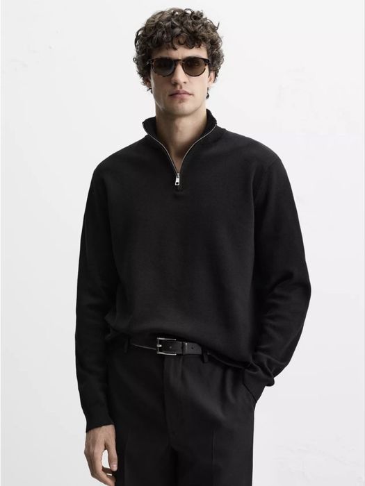 Чоловіча 1/3 zip кофта Zara, вовняний светр із блискавкою на комірі