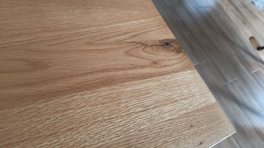 Stolik kawowy loft | lity dąb 25 mm | 100×50 cm | stalowe nogi