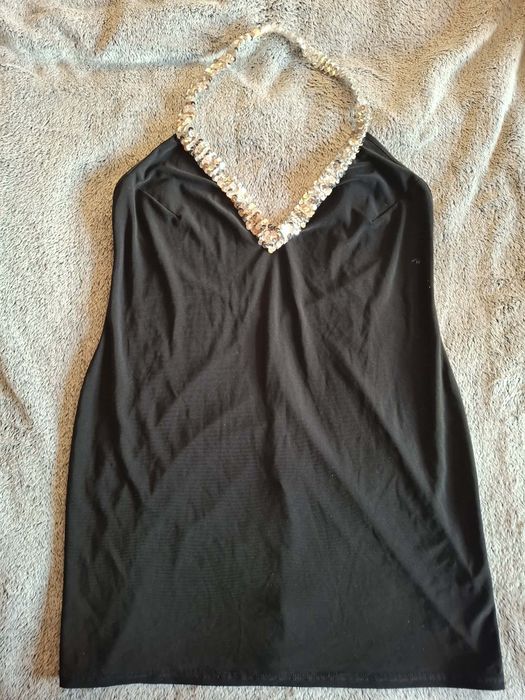 Sukienka mini czarna z cekinami  Soft Line