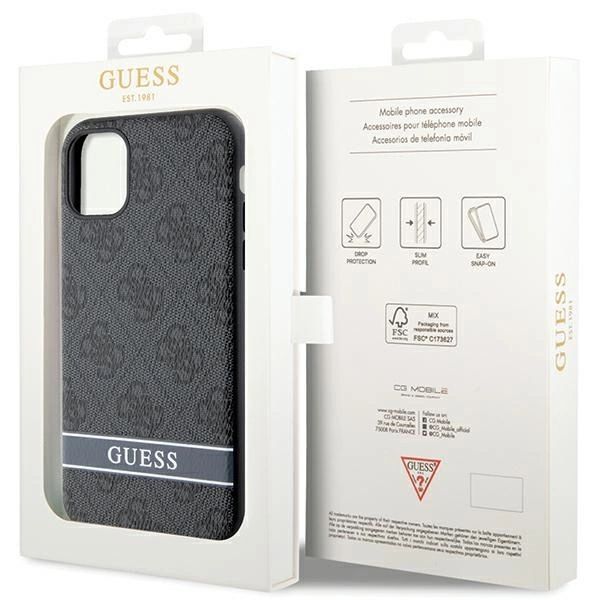 Etui Guess 4G Stripes na iPhone 11 / Xr - szare