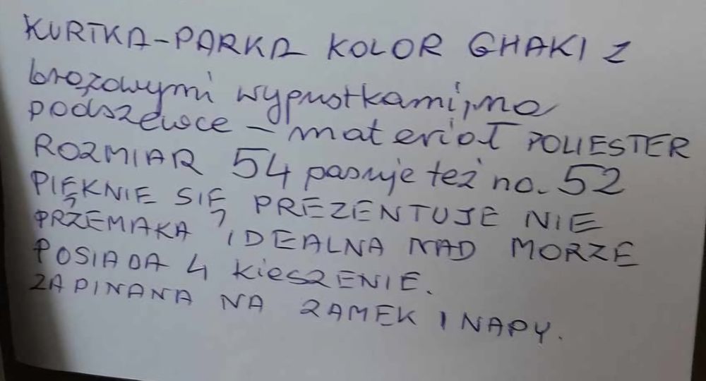 Kurtka wiosenna parka roz. 52