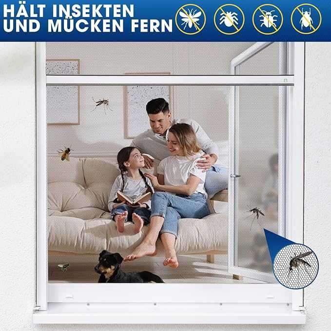 YANGTE Moskitiera okienna – 2 sztuki, 150 x 180 cm, czarna, ochrona przed owadami