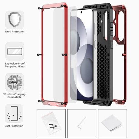 Противоударный чехол RedPepper Triple-proof Metal на Samsung Galaxy S26+ 5G — красный