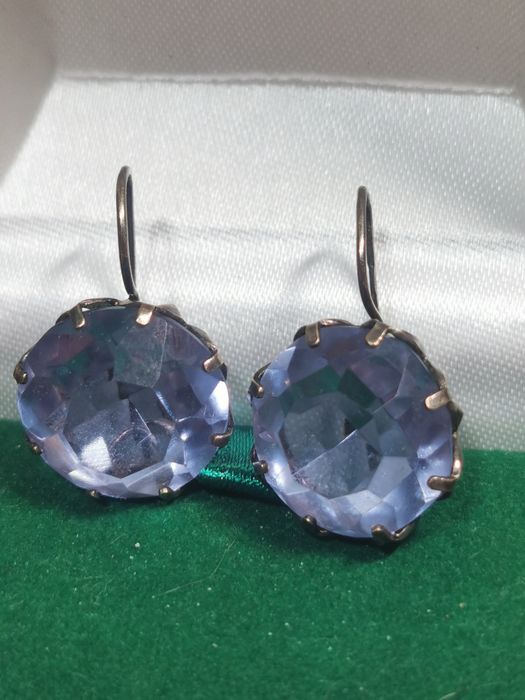 Серебряные серьги с александритом 875 проба