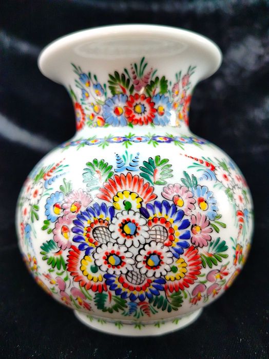 Cepelia Opole ręcznie malowany wazon kwiaty wzór ludowy