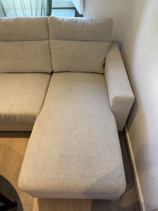 Sofa tres lugares, chaise longue, com novo, Ikea
