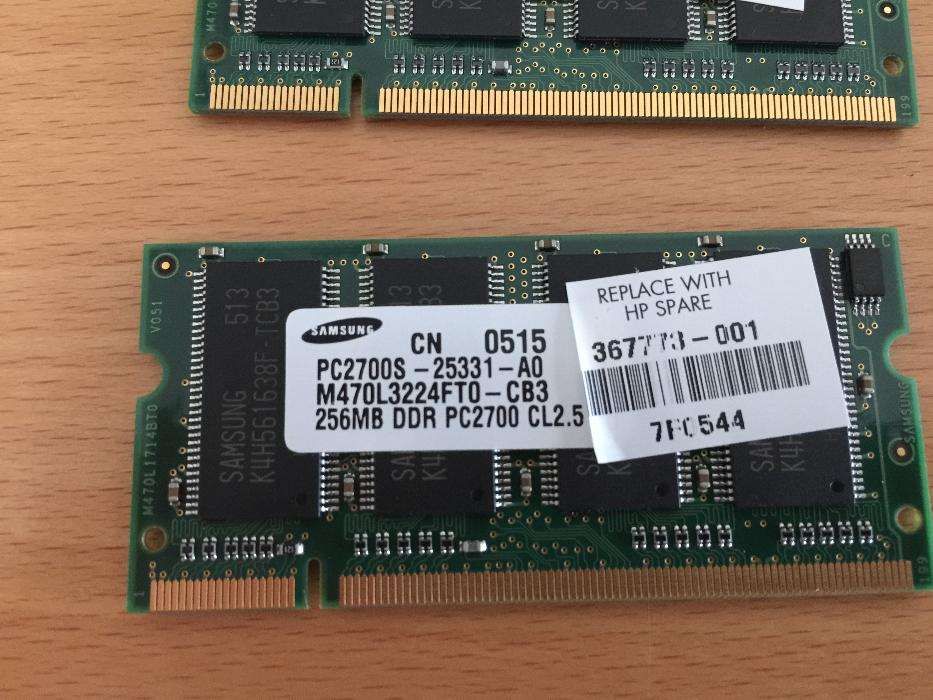 2 Memórias Samsung 256mb DDR PC2700