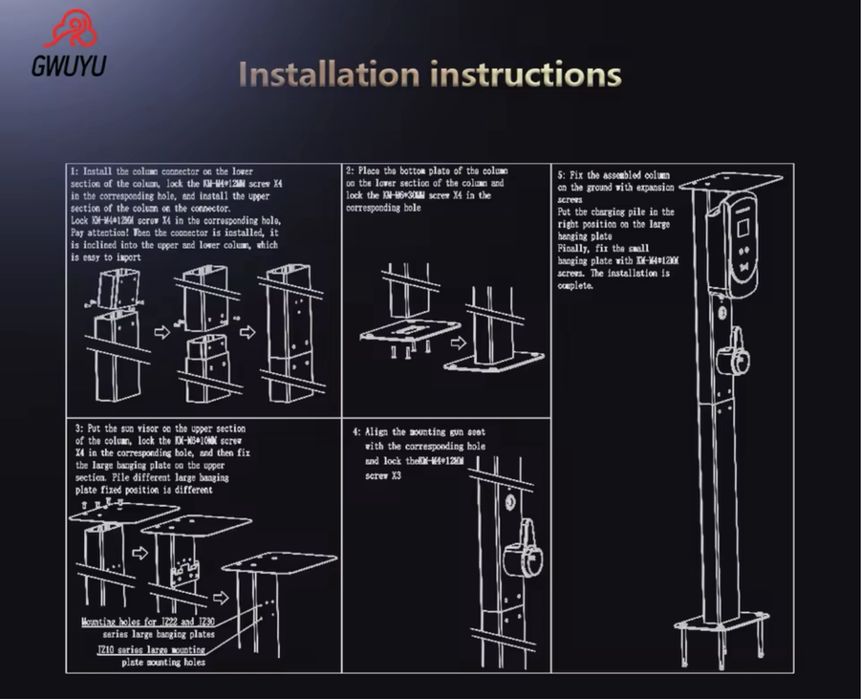 Poste Vertical p/ Wallbox c/ Sombra - Exterior
