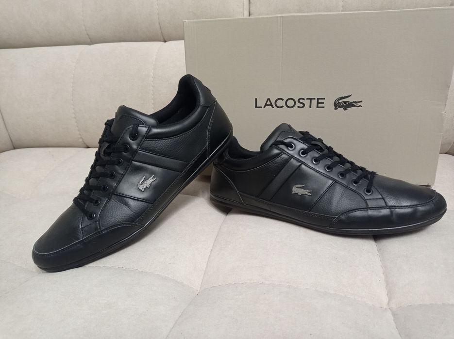 Buty Lacoste Chaymon rozmiar 42,5 czarne skóra skórzane trampki męskie