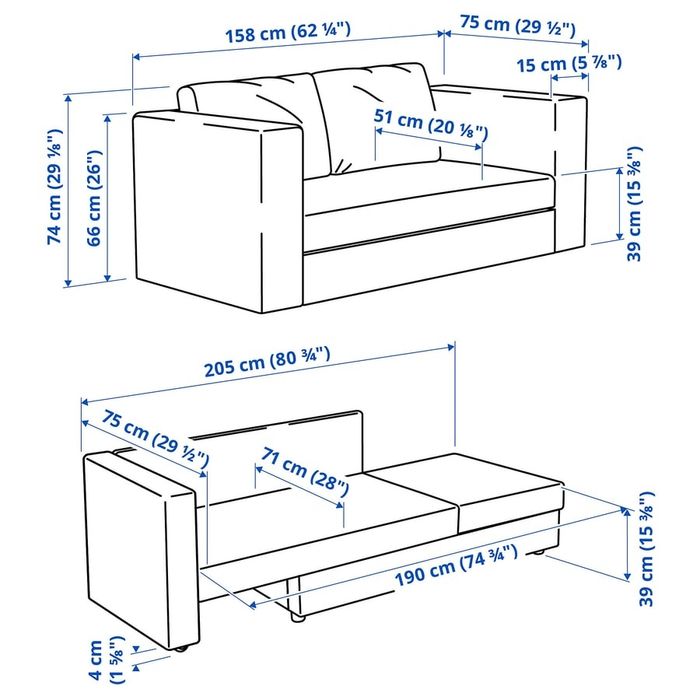 SKÖNABÄCK Sofa 2-osobowa, rozkładana, Knisa ciemnoszary
Sofa 2-osobowa