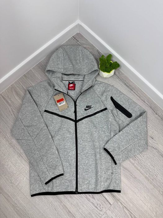 Зіпка Nike Tech Fleece чорна Чоловіча кофта Найк теч Зіп-худі сіре Nike