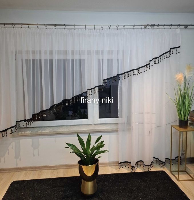 firana balkonowa czarne koraliki nr 171